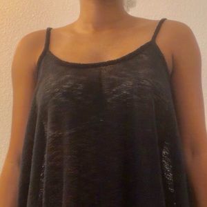 Pink Rose Black Tank Top